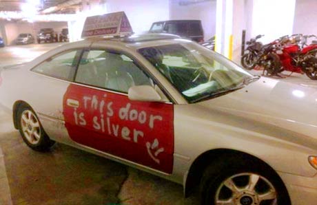 failblog.org this car door is silver red if you say so