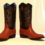 brown orange cowhide ostrich embroidered cowboy boots